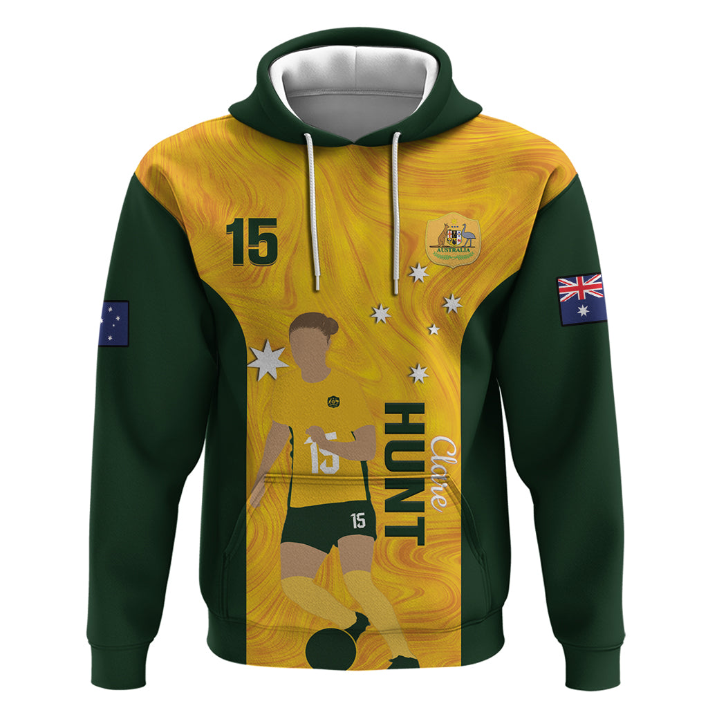 Australia Soccer Hoodie Clare Hunt Matildas Gold Version - Vibe Hoodie Shop