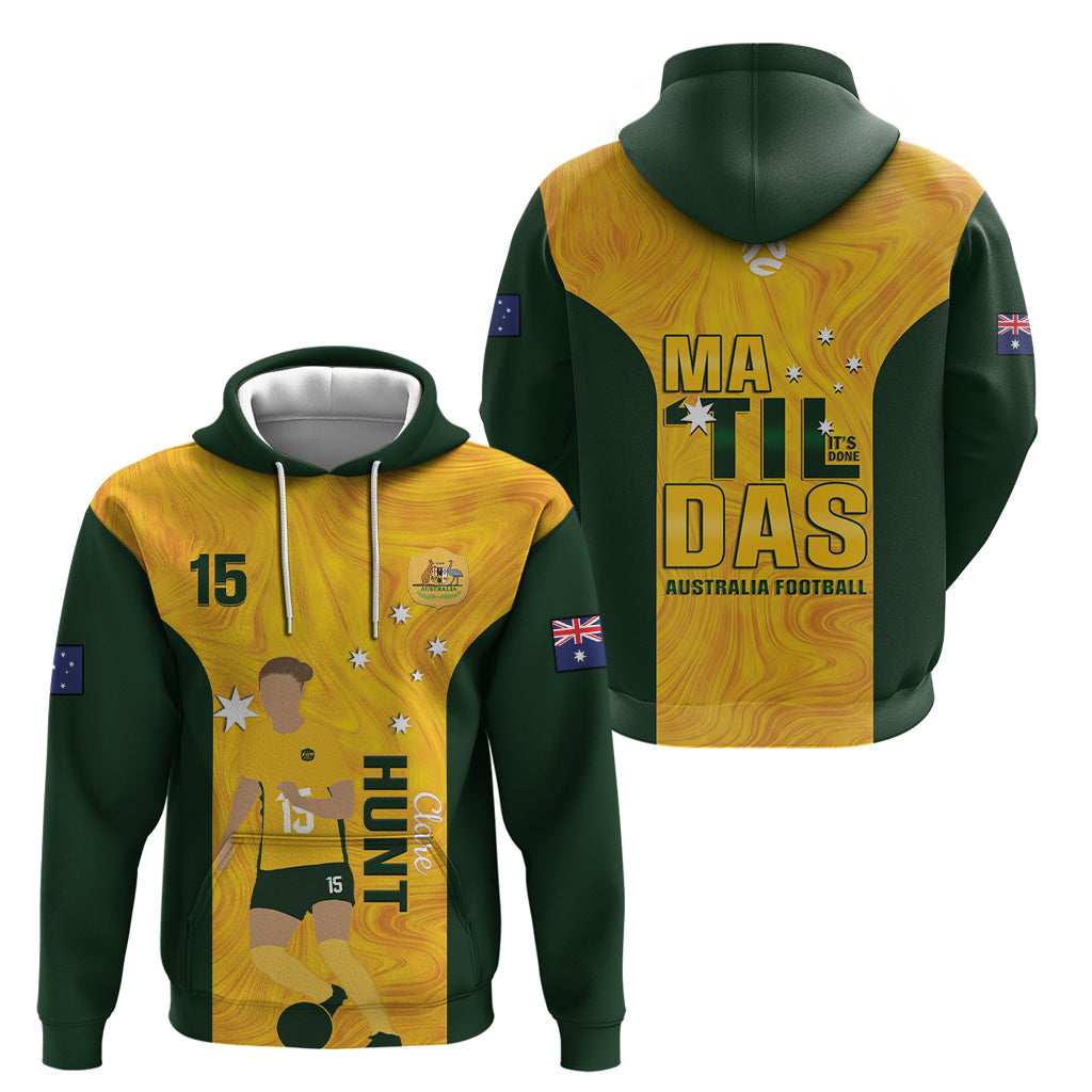 Australia Soccer Hoodie Clare Hunt Matildas Gold Version - Vibe Hoodie Shop