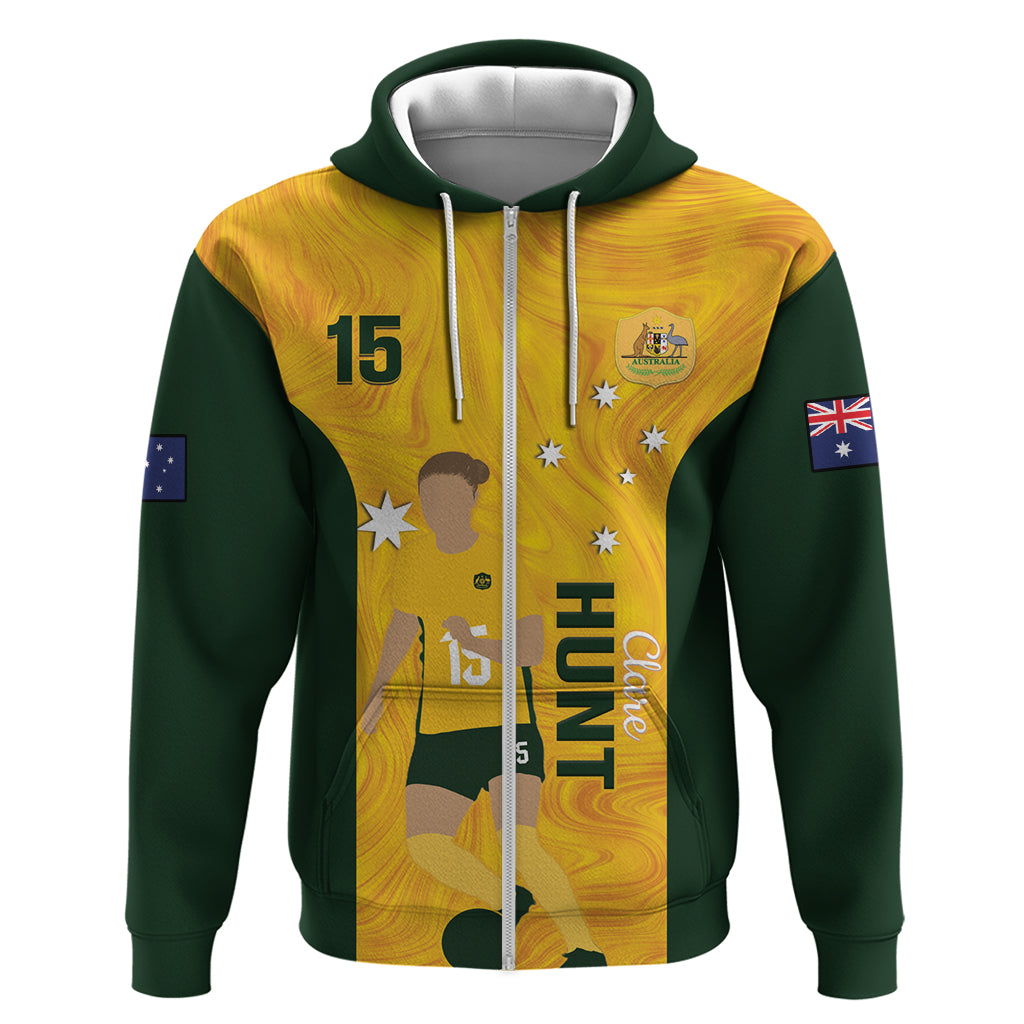 Australia Soccer Hoodie Clare Hunt Matildas Gold Version - Vibe Hoodie Shop