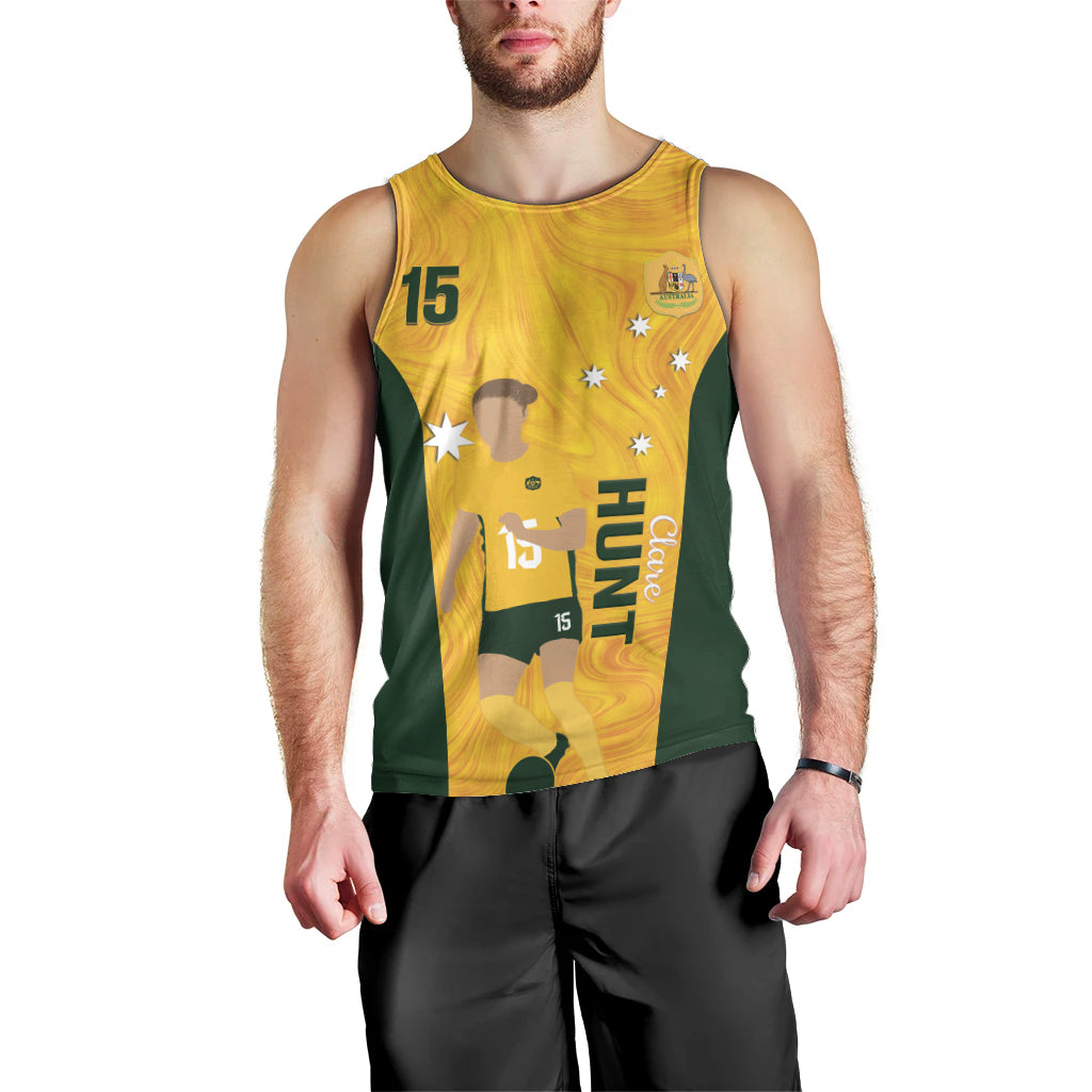 Australia Soccer Men Tank Top Clare Hunt Matildas Gold Version - Vibe Hoodie Shop