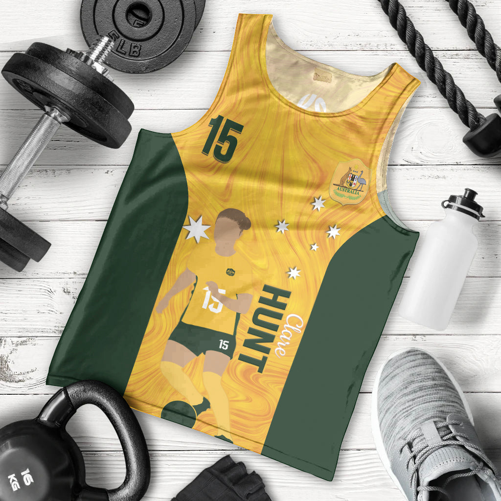 Australia Soccer Men Tank Top Clare Hunt Matildas Gold Version - Vibe Hoodie Shop