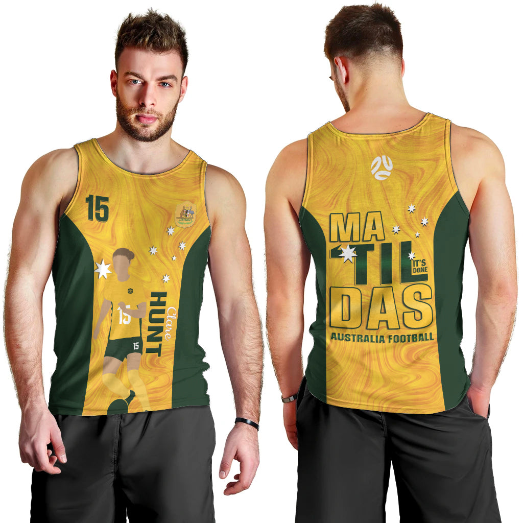 Australia Soccer Men Tank Top Clare Hunt Matildas Gold Version - Vibe Hoodie Shop