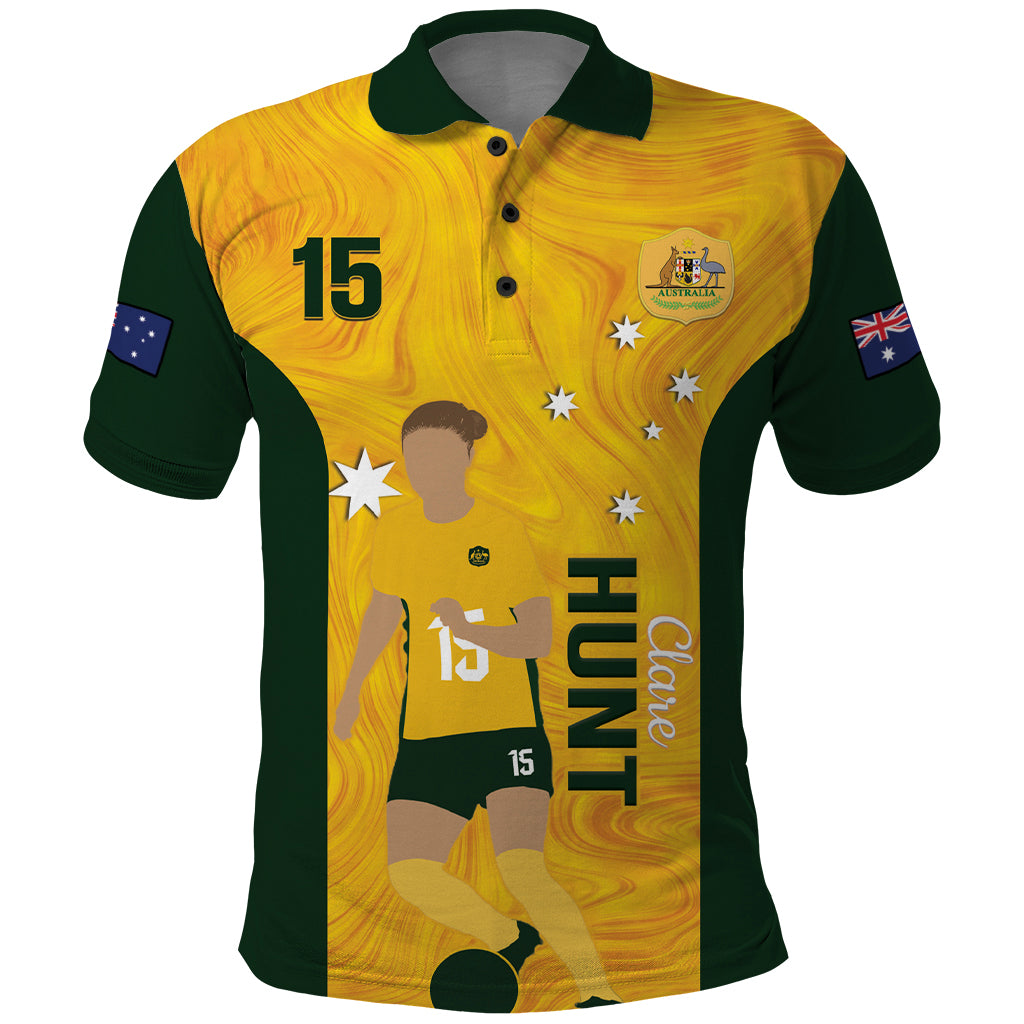 Australia Soccer Polo Shirt Clare Hunt Matildas Gold Version - Vibe Hoodie Shop
