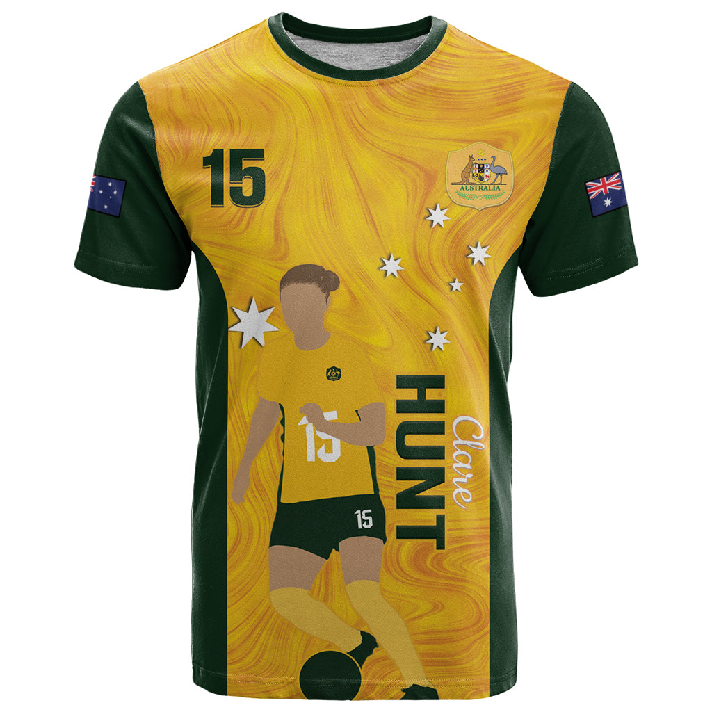 Australia Soccer T Shirt Clare Hunt Matildas Gold Version - Vibe Hoodie Shop