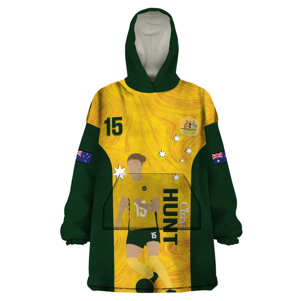 Australia Soccer Wearable Blanket Hoodie Clare Hunt Matildas Gold Version - Vibe Hoodie Shop