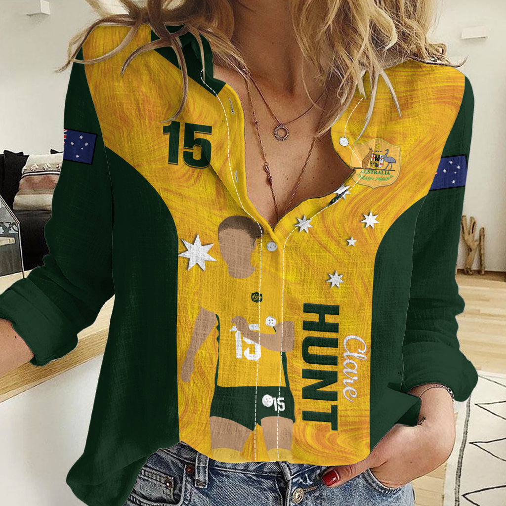 Australia Soccer Women Casual Shirt Clare Hunt Matildas Gold Version - Vibe Hoodie Shop