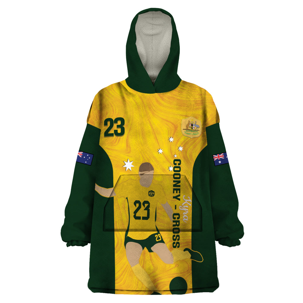 Australia Soccer Wearable Blanket Hoodie Cooney Cross Matildas Gold Version - Vibe Hoodie Shop