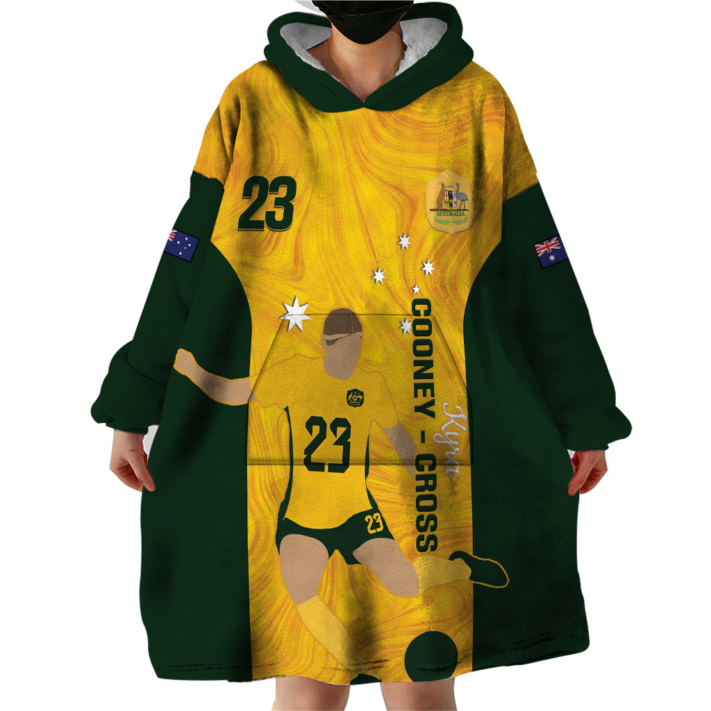 Australia Soccer Wearable Blanket Hoodie Cooney Cross Matildas Gold Version - Vibe Hoodie Shop