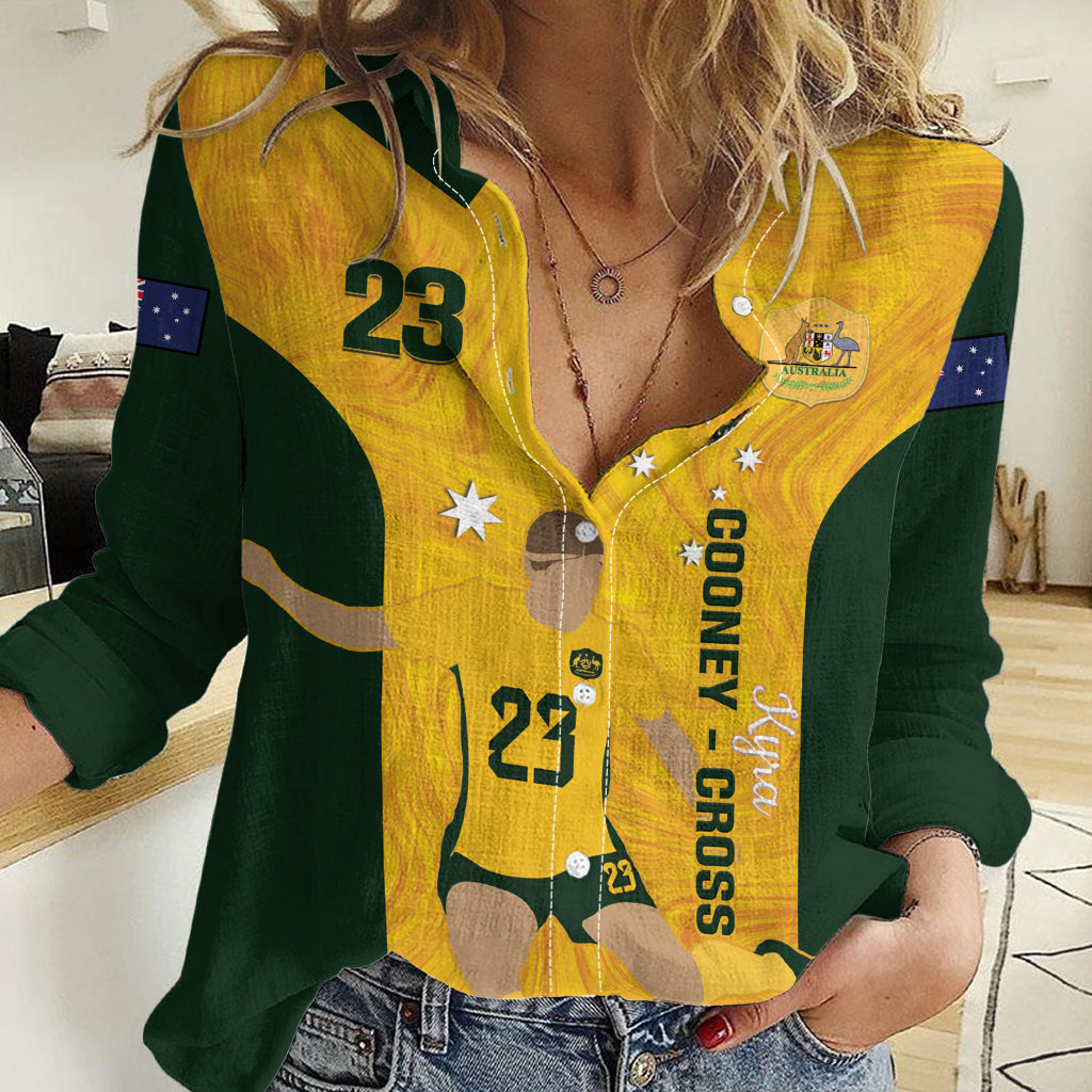 Australia Soccer Women Casual Shirt Cooney Cross Matildas Gold Version - Vibe Hoodie Shop