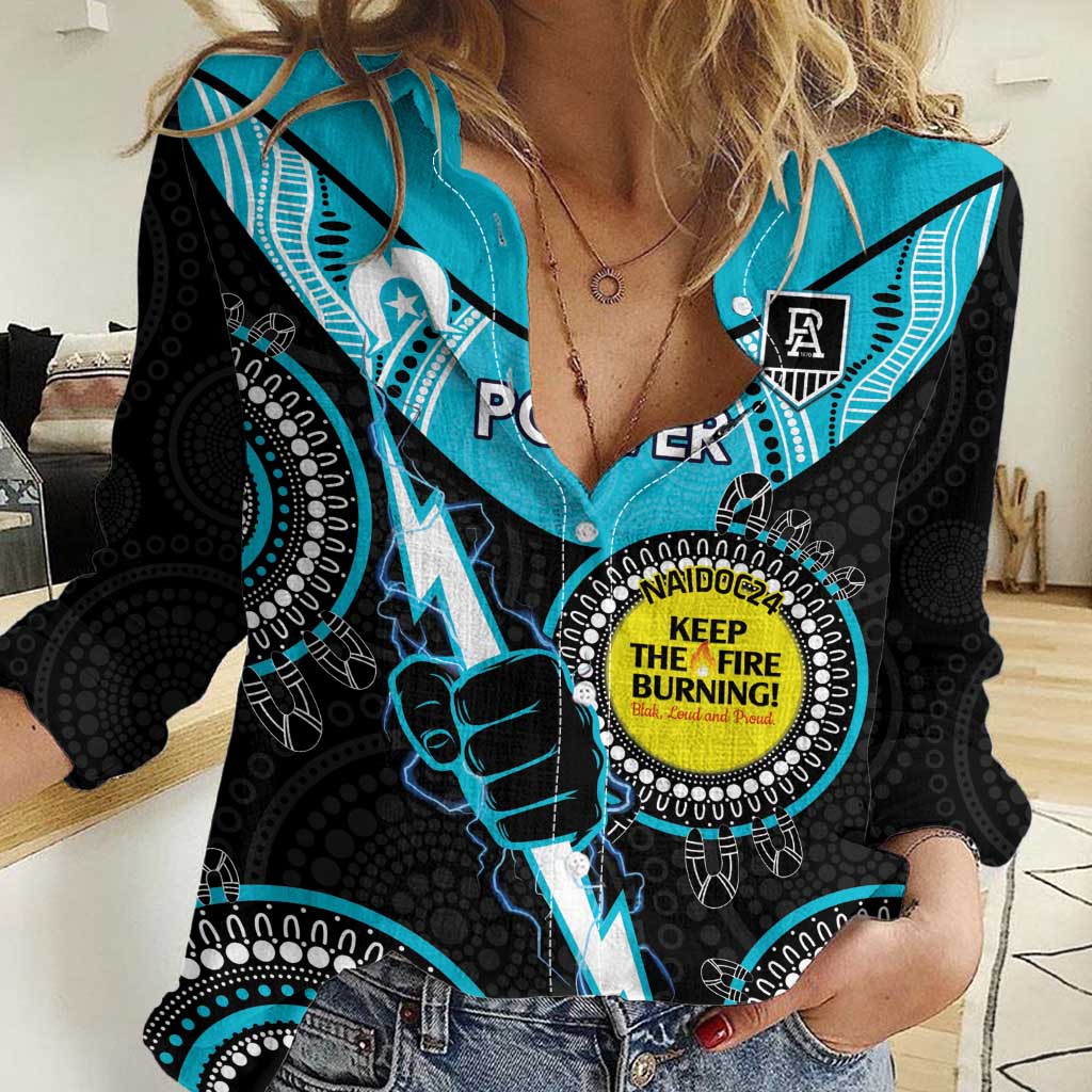 Custom AFL Power NAIDOC Week Women Casual Shirt Keep The Fire Burning Indigenous Art - Vibe Hoodie Shop