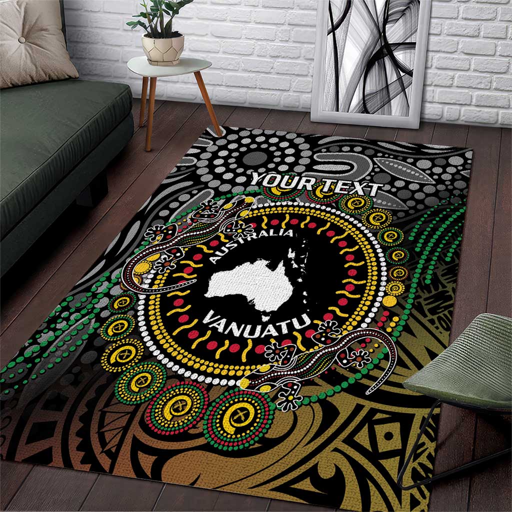 Personalised Australia And Vanuatu Area Rug Aboriginal Lizard Polynesia Ni-Van Pig Tusk - Vibe Hoodie Shop