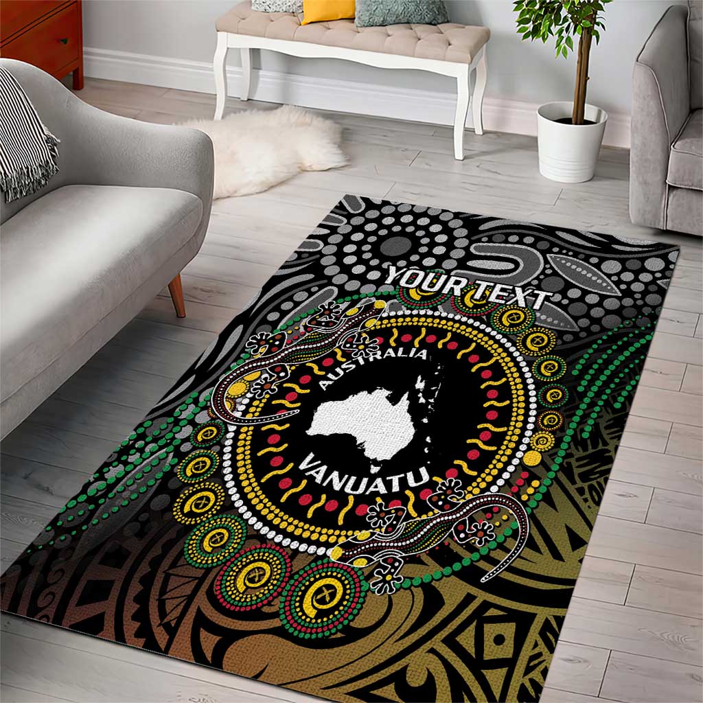 Personalised Australia And Vanuatu Area Rug Aboriginal Lizard Polynesia Ni-Van Pig Tusk - Vibe Hoodie Shop