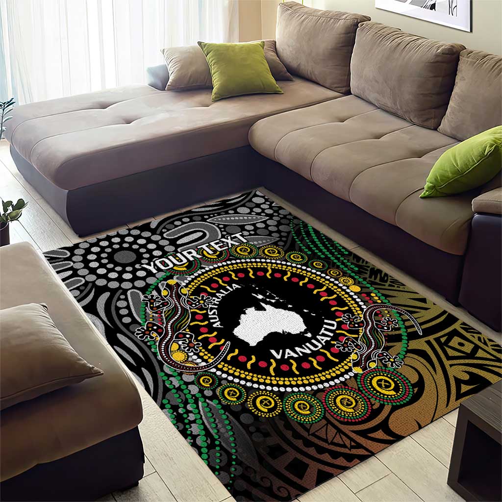 Personalised Australia And Vanuatu Area Rug Aboriginal Lizard Polynesia Ni-Van Pig Tusk - Vibe Hoodie Shop