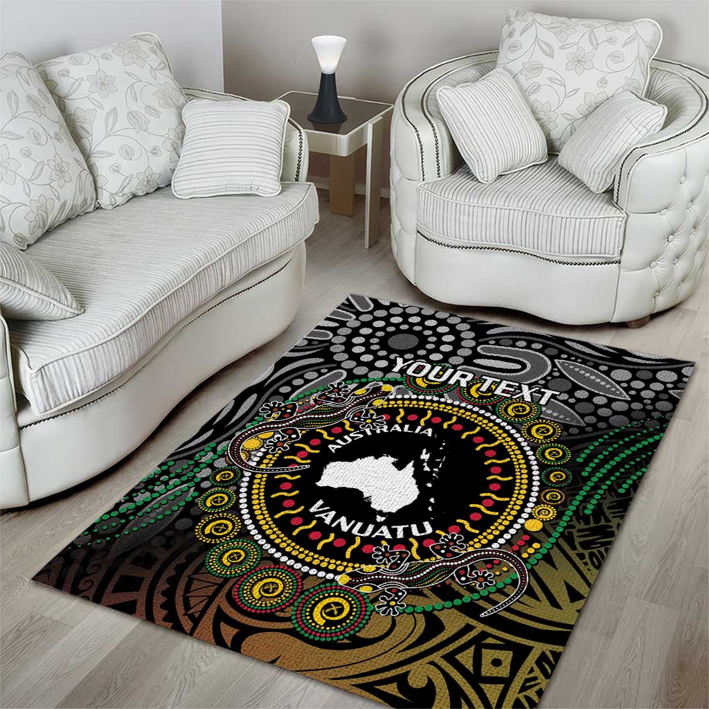 Personalised Australia And Vanuatu Area Rug Aboriginal Lizard Polynesia Ni-Van Pig Tusk - Vibe Hoodie Shop