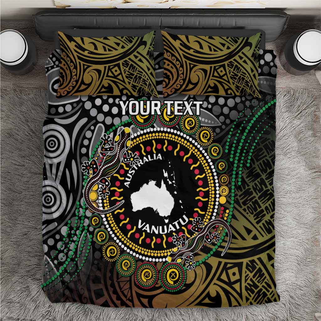 Personalised Australia And Vanuatu Bedding Set Aboriginal Lizard Polynesia Ni-Van Pig Tusk - Vibe Hoodie Shop