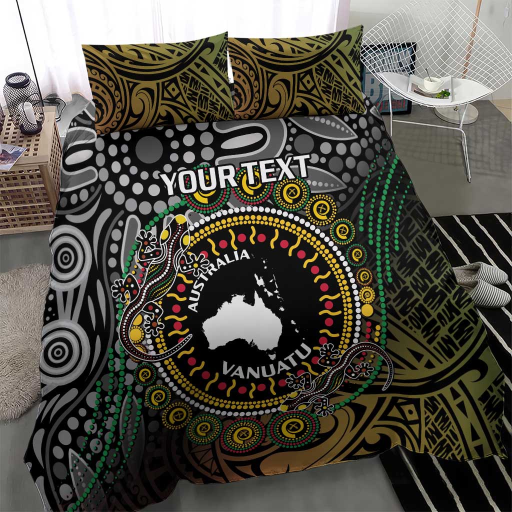 Personalised Australia And Vanuatu Bedding Set Aboriginal Lizard Polynesia Ni-Van Pig Tusk - Vibe Hoodie Shop