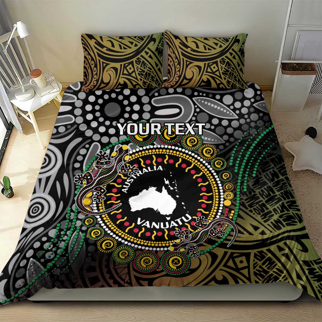 Personalised Australia And Vanuatu Bedding Set Aboriginal Lizard Polynesia Ni-Van Pig Tusk - Vibe Hoodie Shop