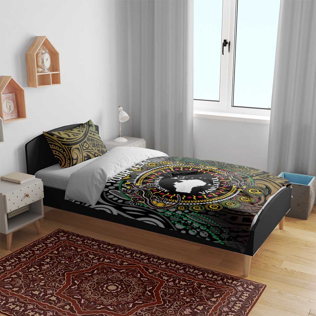 Personalised Australia And Vanuatu Bedding Set Aboriginal Lizard Polynesia Ni-Van Pig Tusk - Vibe Hoodie Shop