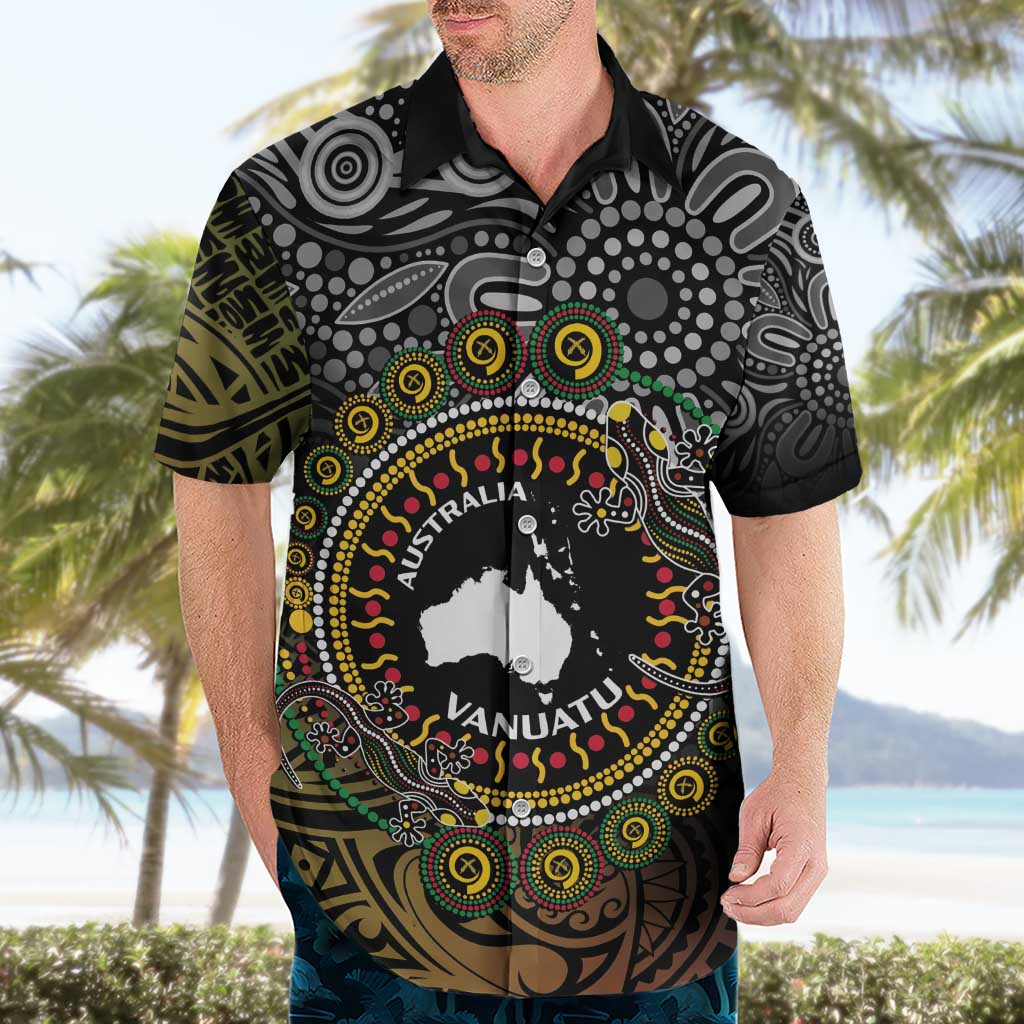 Personalised Australia And Vanuatu Hawaiian Shirt Aboriginal Lizard Polynesia Ni-Van Pig Tusk - Vibe Hoodie Shop