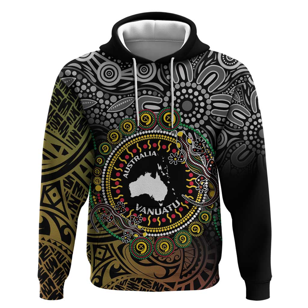 Personalised Australia And Vanuatu Hoodie Aboriginal Lizard Polynesia Ni-Van Pig Tusk - Vibe Hoodie Shop