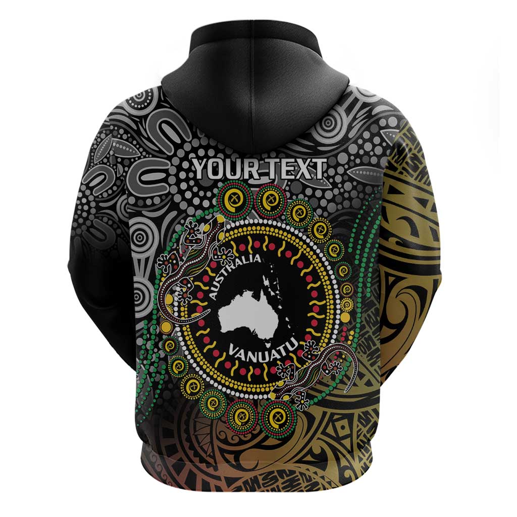Personalised Australia And Vanuatu Hoodie Aboriginal Lizard Polynesia Ni-Van Pig Tusk - Vibe Hoodie Shop