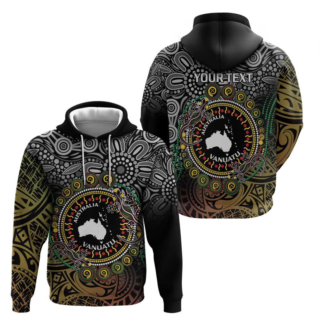 Personalised Australia And Vanuatu Hoodie Aboriginal Lizard Polynesia Ni-Van Pig Tusk - Vibe Hoodie Shop
