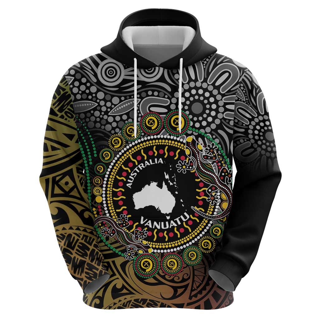 Personalised Australia And Vanuatu Hoodie Aboriginal Lizard Polynesia Ni-Van Pig Tusk - Vibe Hoodie Shop