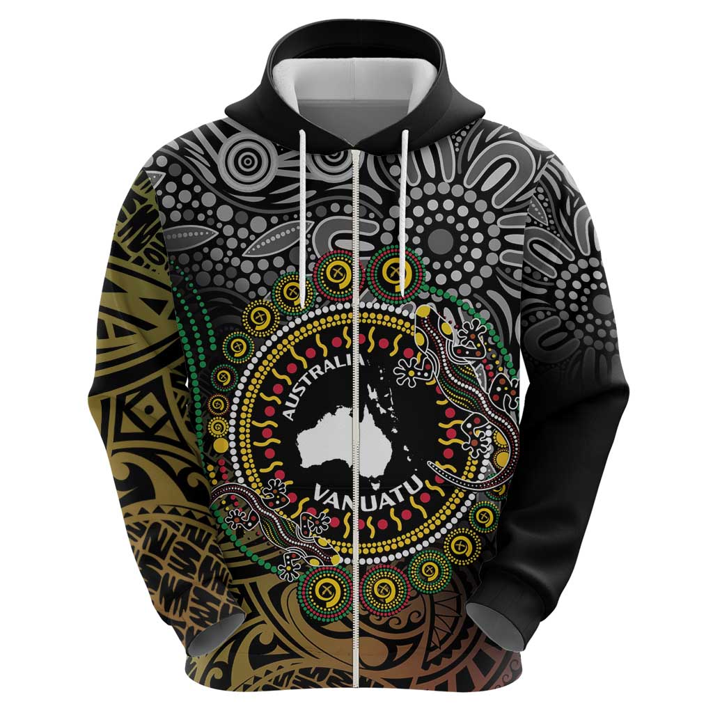 Personalised Australia And Vanuatu Hoodie Aboriginal Lizard Polynesia Ni-Van Pig Tusk - Vibe Hoodie Shop