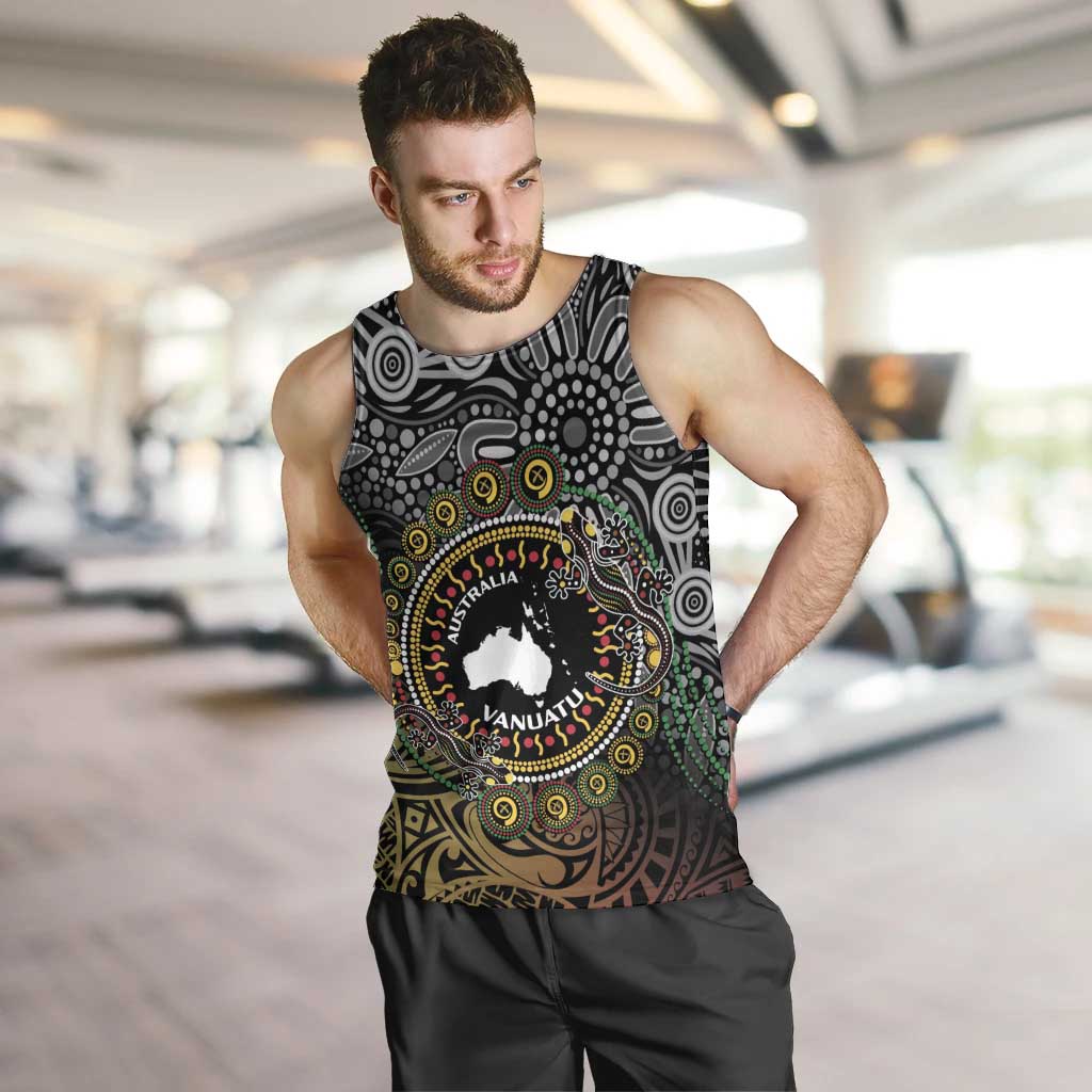 Personalised Australia And Vanuatu Men Tank Top Aboriginal Lizard Polynesia Ni-Van Pig Tusk - Vibe Hoodie Shop