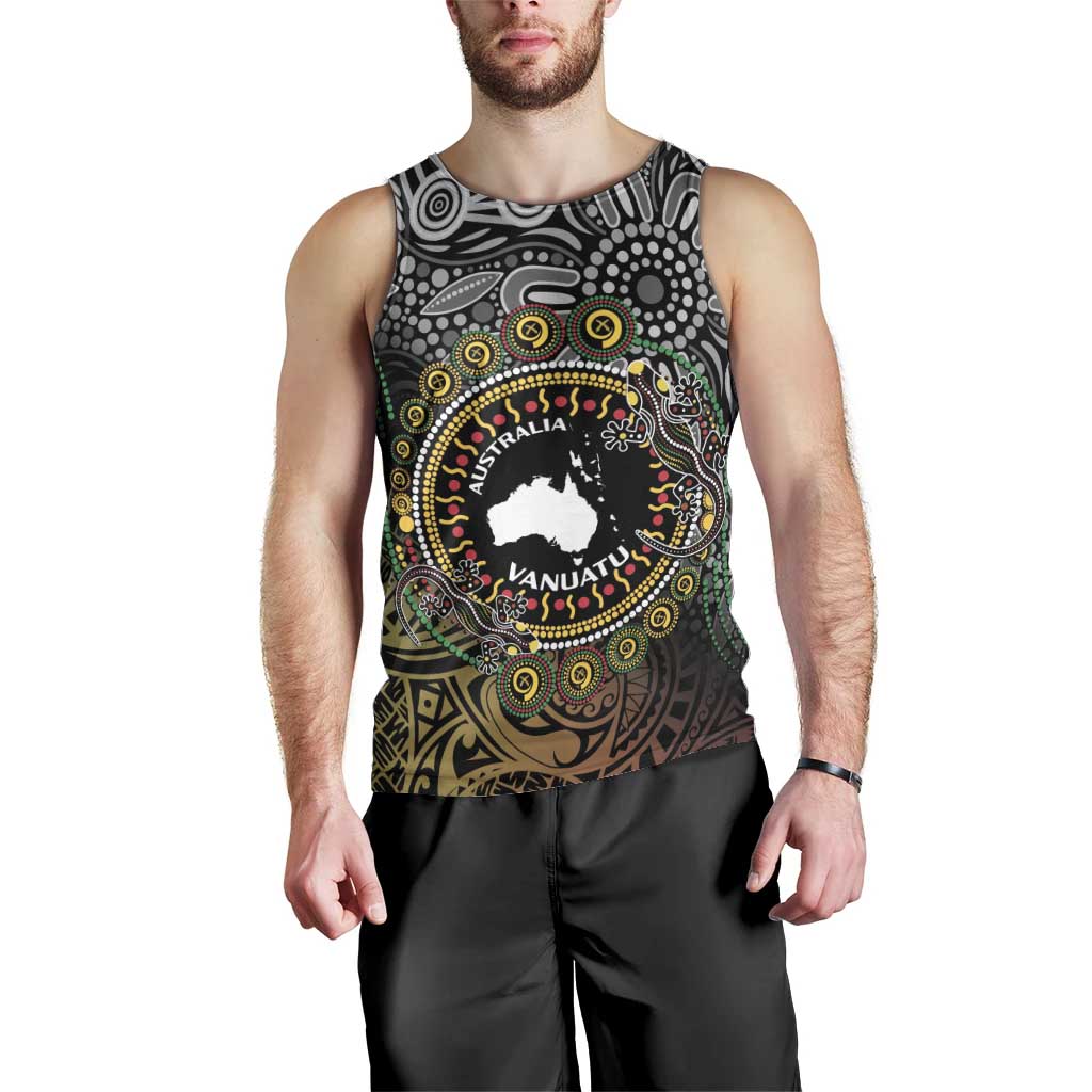 Personalised Australia And Vanuatu Men Tank Top Aboriginal Lizard Polynesia Ni-Van Pig Tusk - Vibe Hoodie Shop