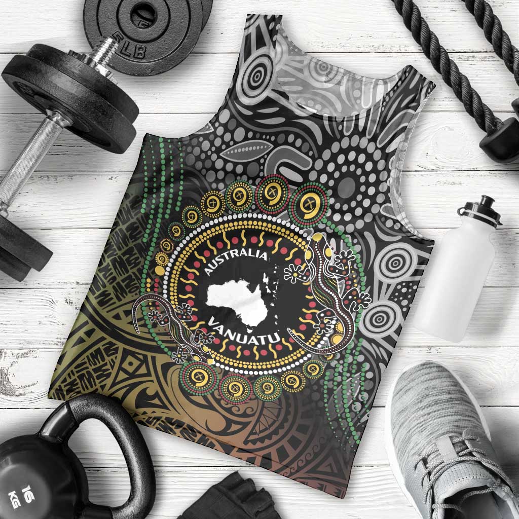 Personalised Australia And Vanuatu Men Tank Top Aboriginal Lizard Polynesia Ni-Van Pig Tusk - Vibe Hoodie Shop