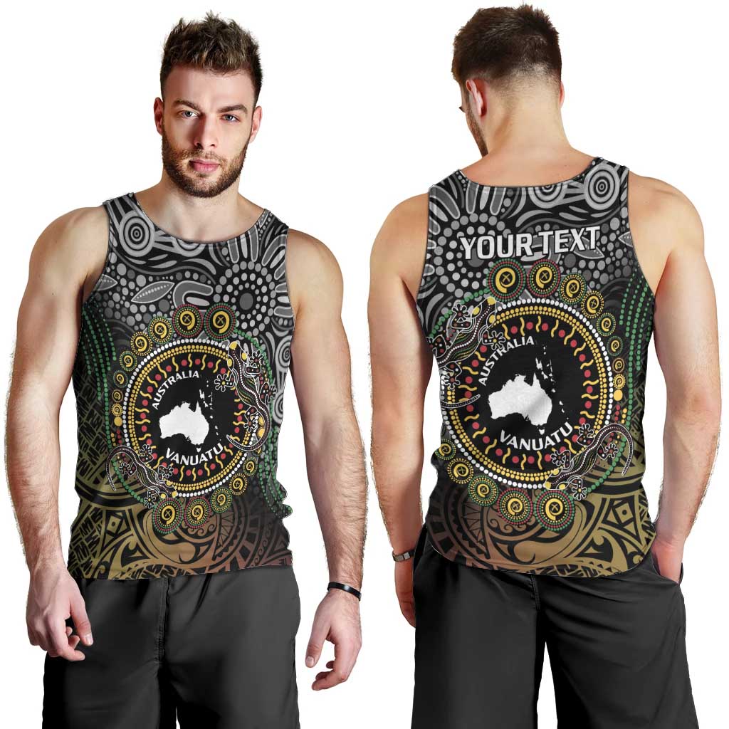 Personalised Australia And Vanuatu Men Tank Top Aboriginal Lizard Polynesia Ni-Van Pig Tusk - Vibe Hoodie Shop