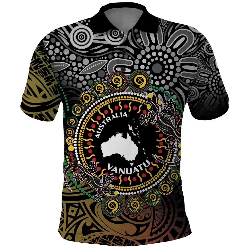 Personalised Australia And Vanuatu Polo Shirt Aboriginal Lizard Polynesia Ni-Van Pig Tusk - Vibe Hoodie Shop