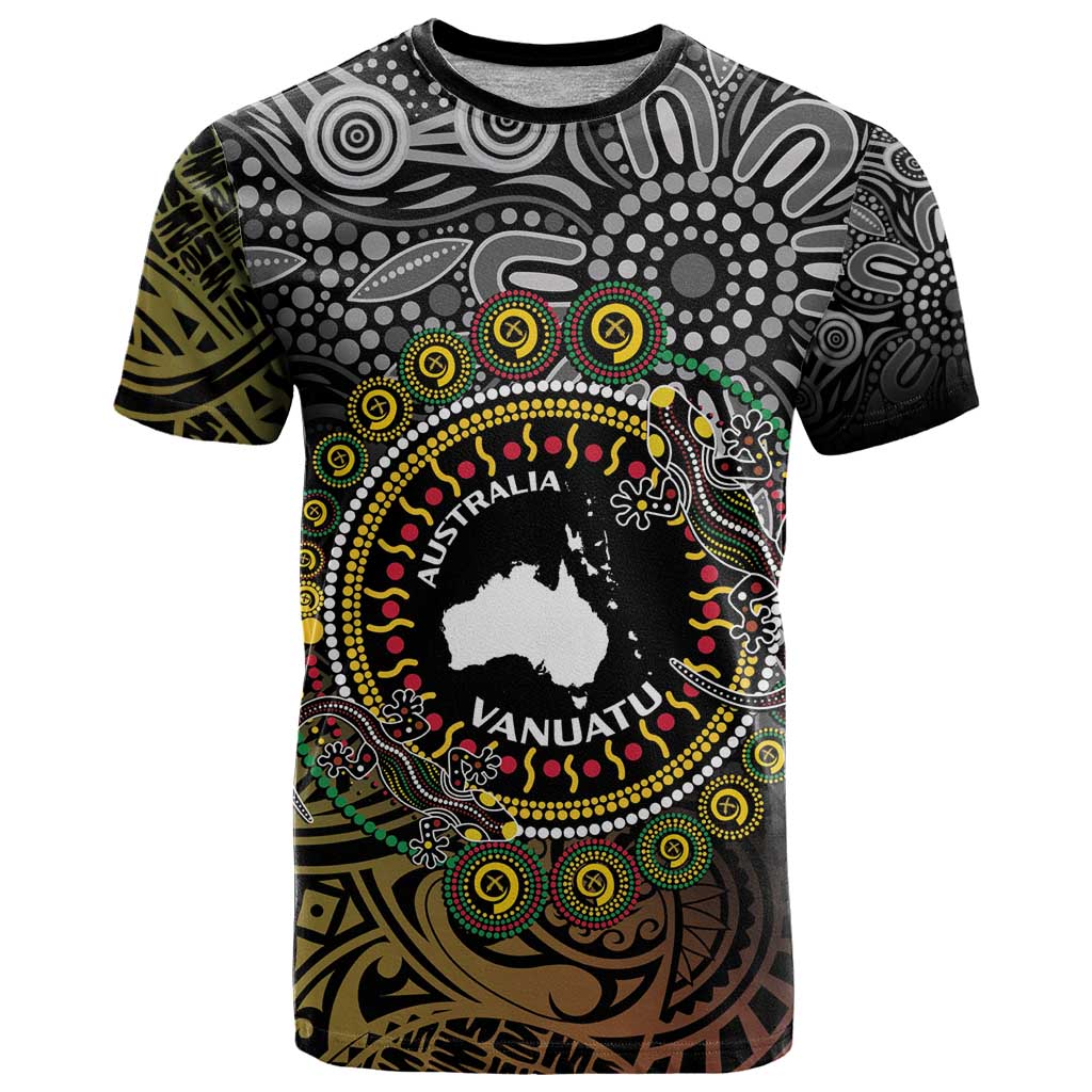 Personalised Australia And Vanuatu T Shirt Aboriginal Lizard Polynesia Ni-Van Pig Tusk - Vibe Hoodie Shop