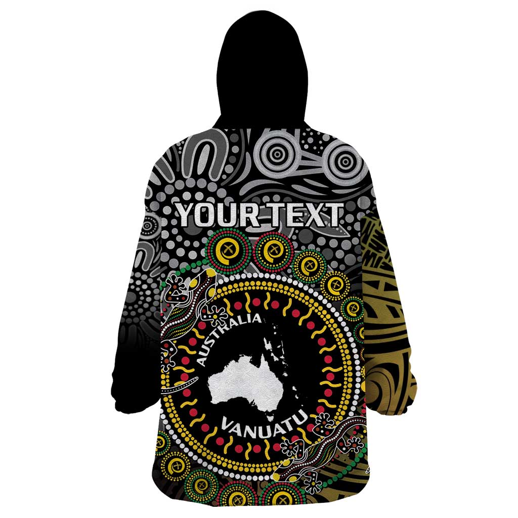 Personalised Australia And Vanuatu Wearable Blanket Hoodie Aboriginal Lizard Polynesia Ni-Van Pig Tusk - Vibe Hoodie Shop