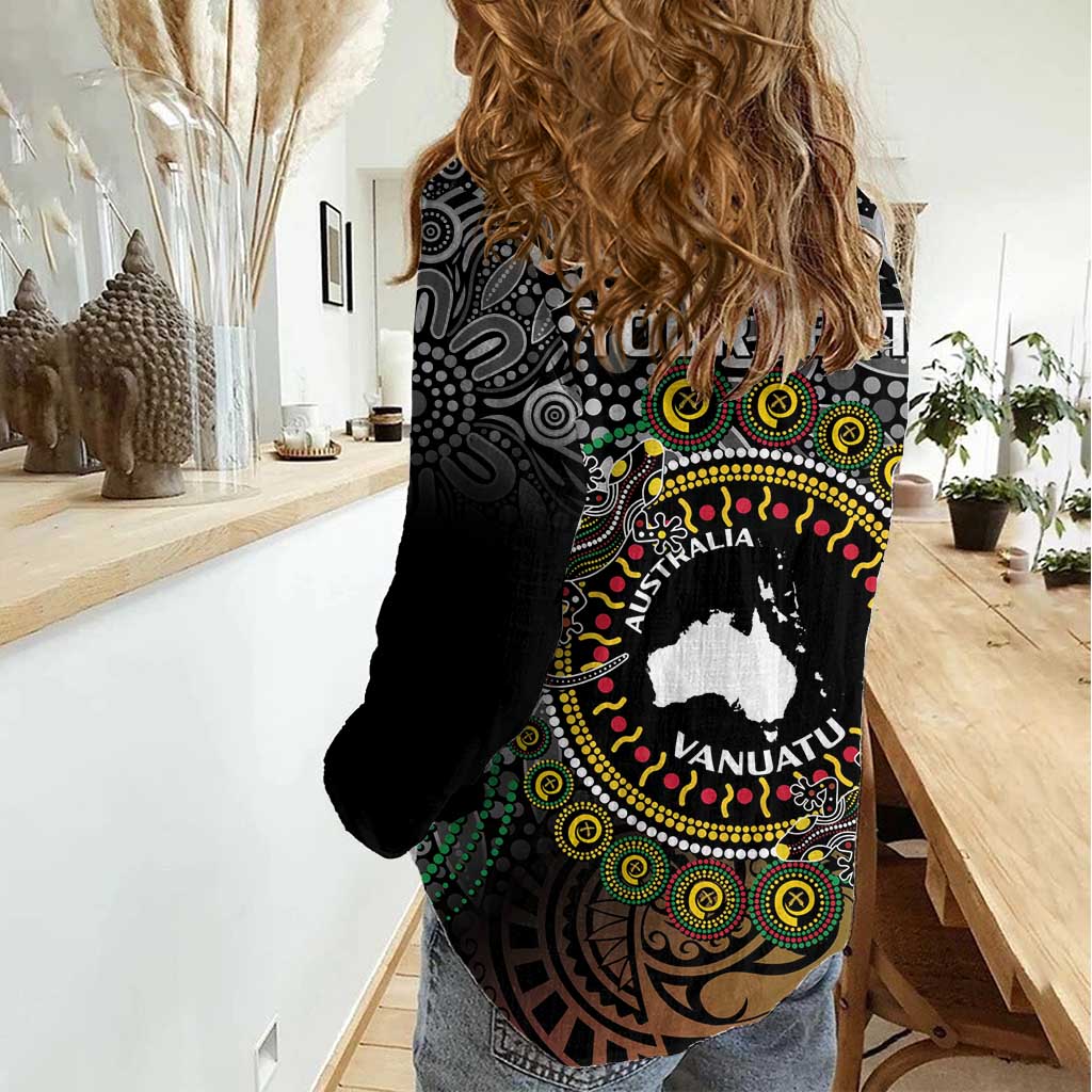 Personalised Australia And Vanuatu Women Casual Shirt Aboriginal Lizard Polynesia Ni-Van Pig Tusk - Vibe Hoodie Shop