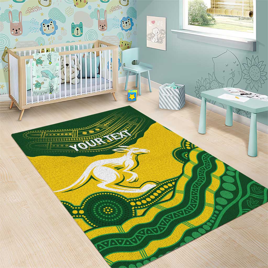 Custom Australia Hockeyroos Area Rug Aussie Kangaroo Indigenous Art - Vibe Hoodie Shop