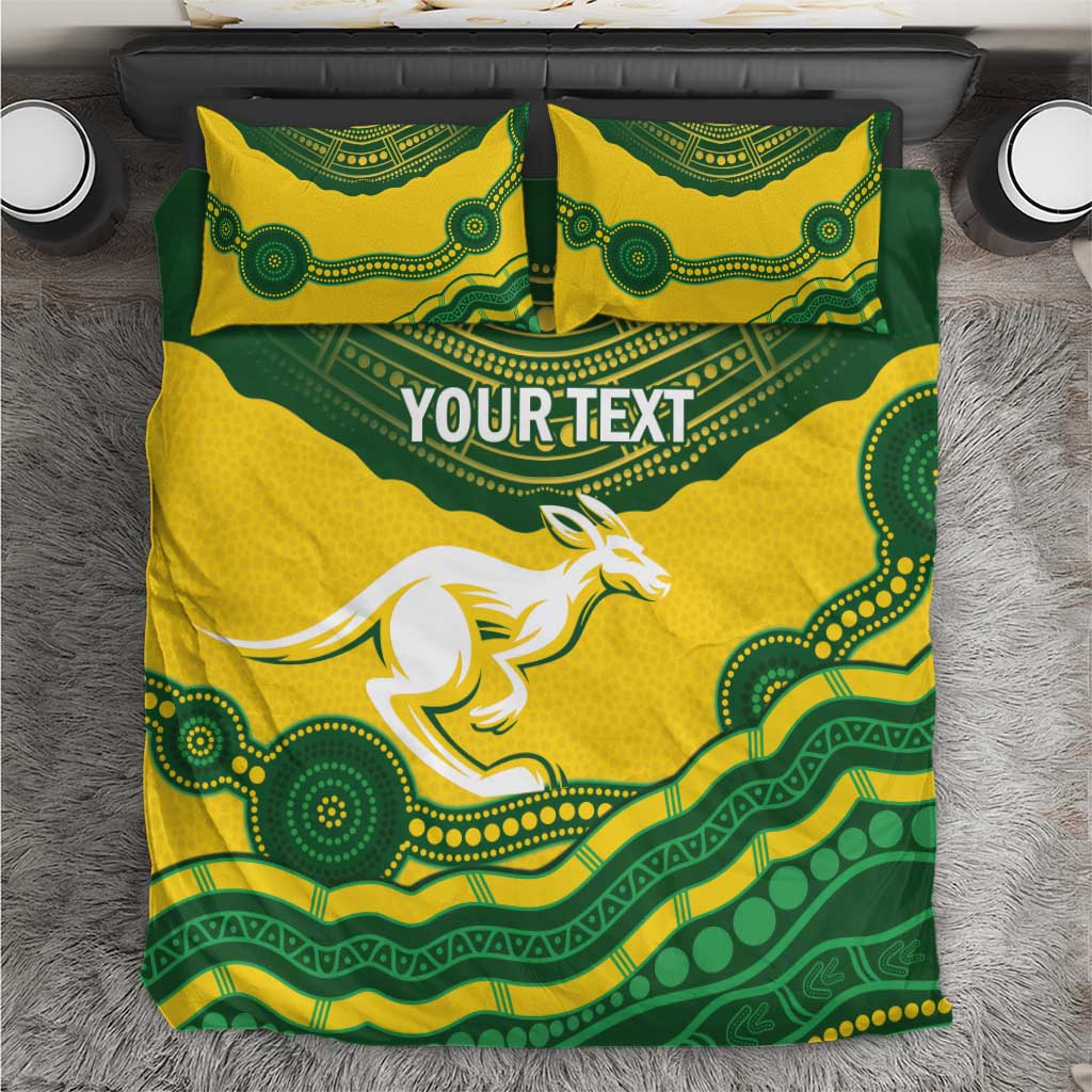 Custom Australia Hockeyroos Bedding Set Aussie Kangaroo Indigenous Art - Vibe Hoodie Shop