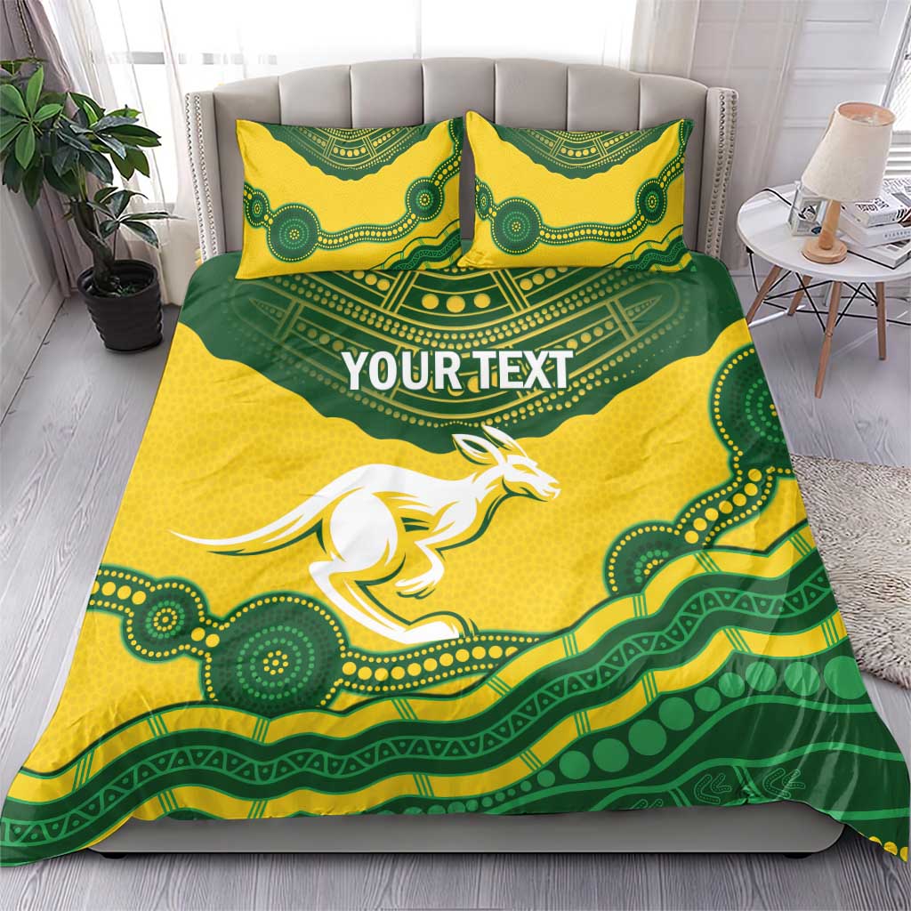 Custom Australia Hockeyroos Bedding Set Aussie Kangaroo Indigenous Art - Vibe Hoodie Shop