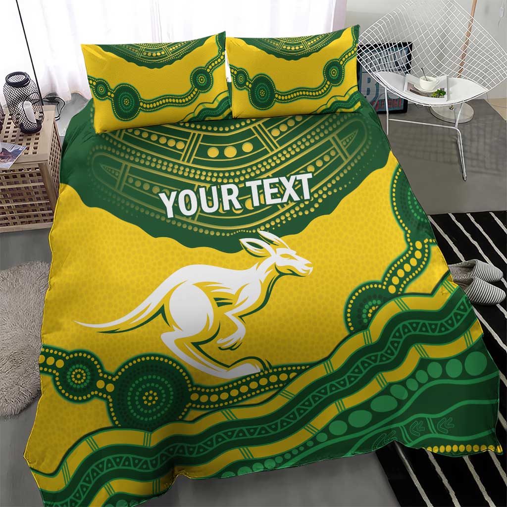 Custom Australia Hockeyroos Bedding Set Aussie Kangaroo Indigenous Art - Vibe Hoodie Shop