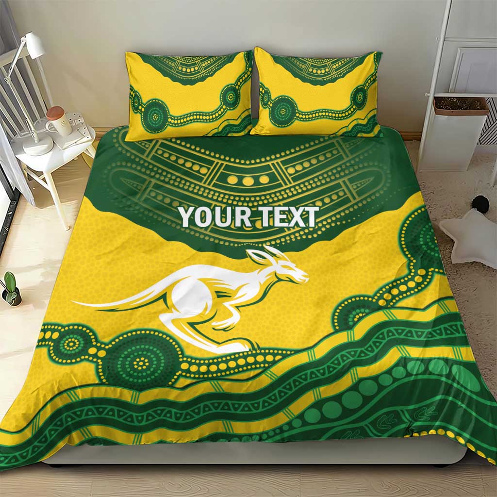 Custom Australia Hockeyroos Bedding Set Aussie Kangaroo Indigenous Art - Vibe Hoodie Shop