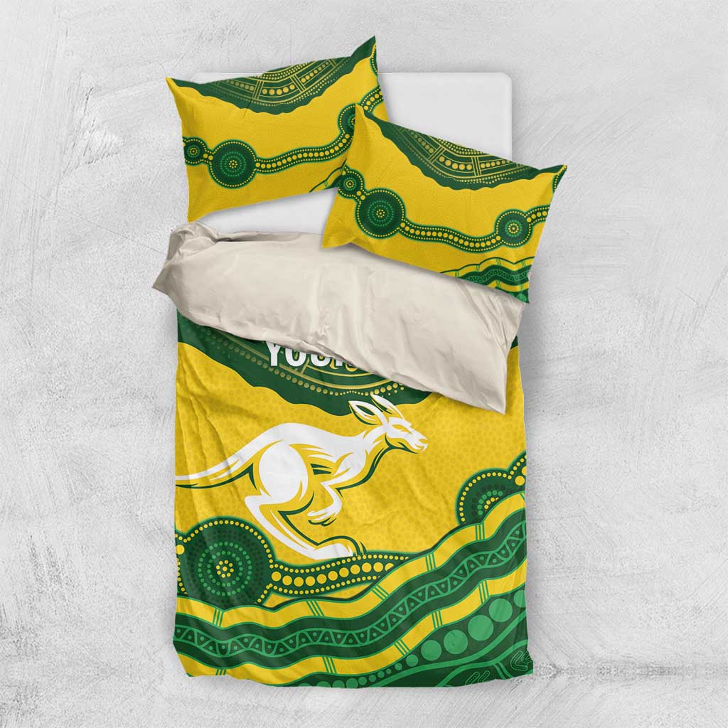 Custom Australia Hockeyroos Bedding Set Aussie Kangaroo Indigenous Art - Vibe Hoodie Shop