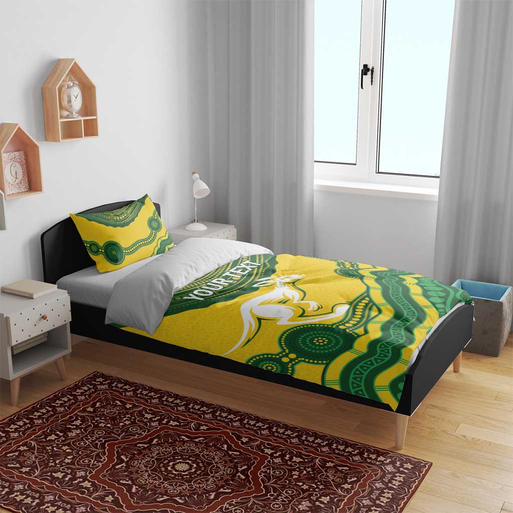 Custom Australia Hockeyroos Bedding Set Aussie Kangaroo Indigenous Art - Vibe Hoodie Shop