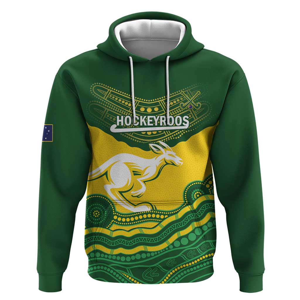 Custom Australia Hockeyroos Hoodie Aussie Kangaroo Indigenous Art - Vibe Hoodie Shop