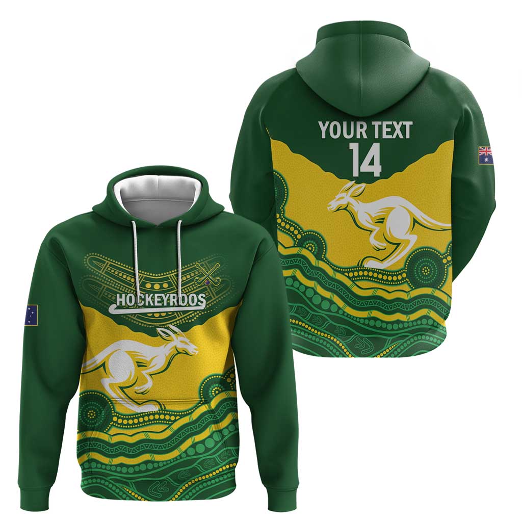 Custom Australia Hockeyroos Hoodie Aussie Kangaroo Indigenous Art - Vibe Hoodie Shop
