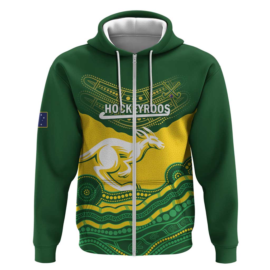 Custom Australia Hockeyroos Hoodie Aussie Kangaroo Indigenous Art - Vibe Hoodie Shop