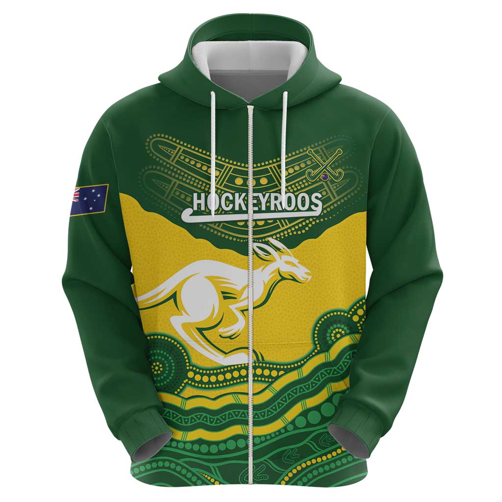 Custom Australia Hockeyroos Hoodie Aussie Kangaroo Indigenous Art - Vibe Hoodie Shop