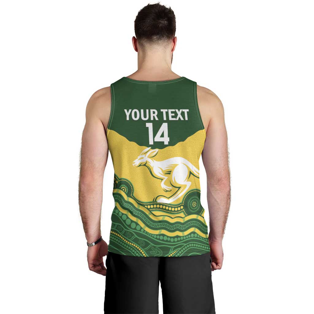 Custom Australia Hockeyroos Men Tank Top Aussie Kangaroo Indigenous Art - Vibe Hoodie Shop