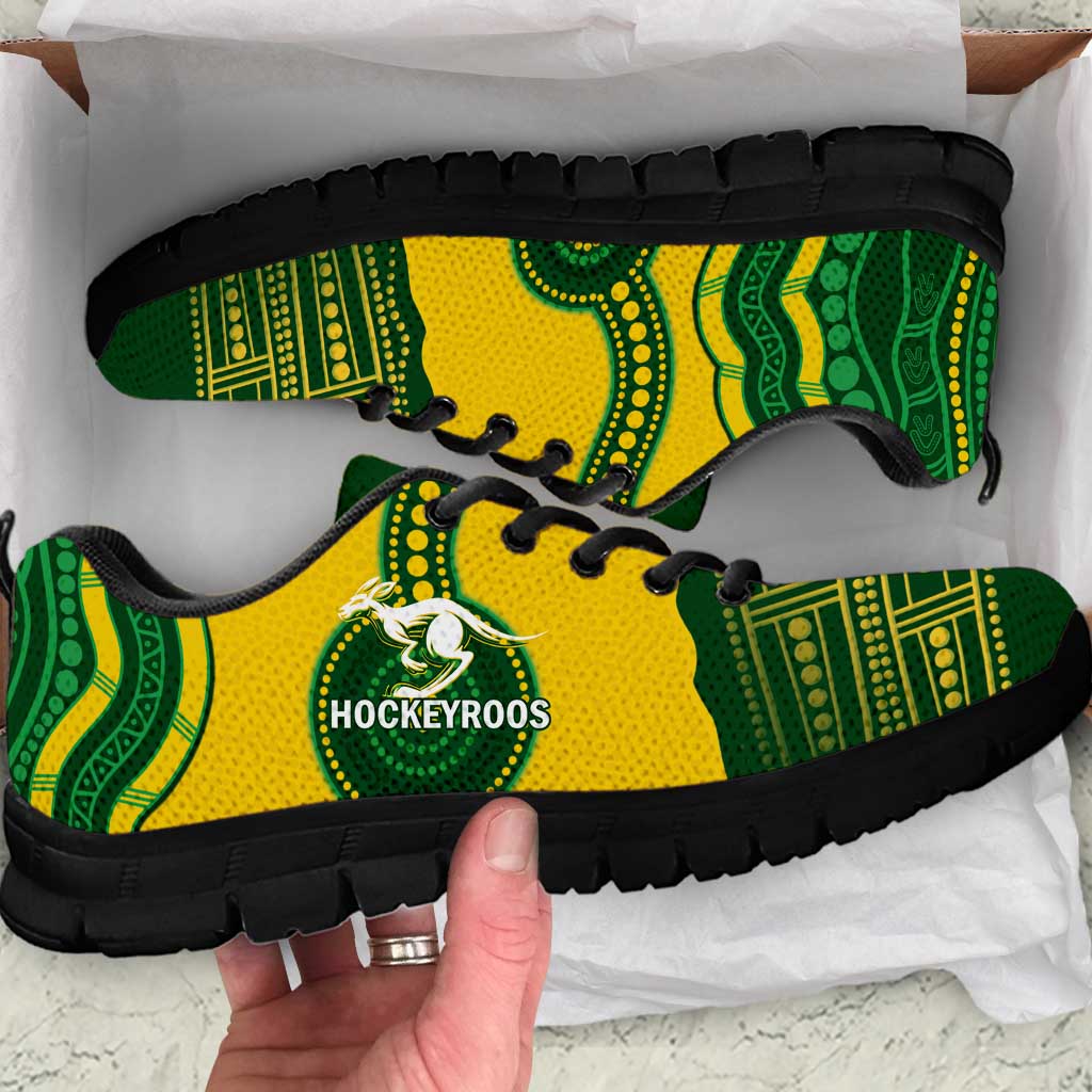 Australia Hockeyroos Sneakers Aussie Kangaroo Indigenous Art - Vibe Hoodie Shop