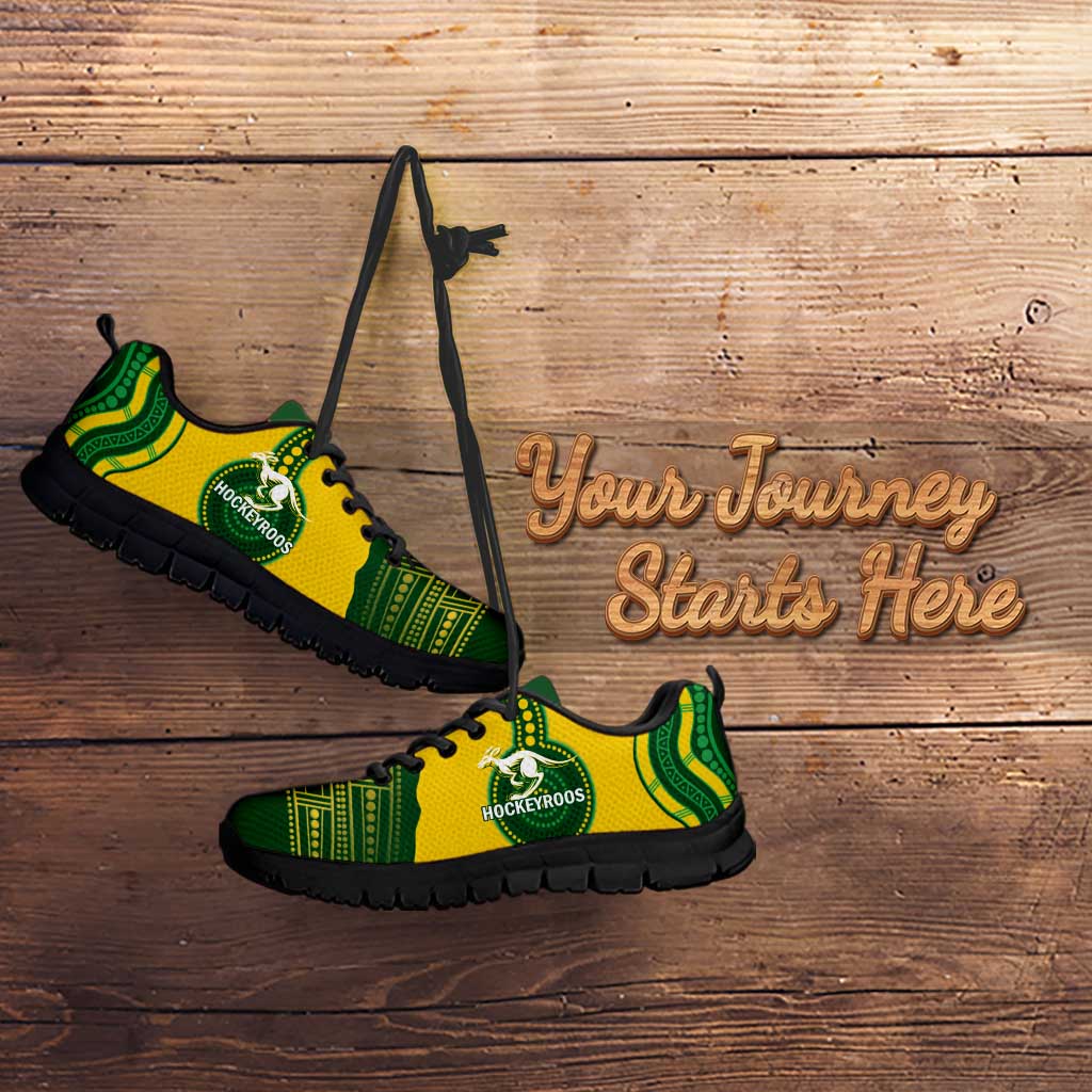 Australia Hockeyroos Sneakers Aussie Kangaroo Indigenous Art - Vibe Hoodie Shop